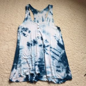 Tryst tie dye high low sleeveless top, size L